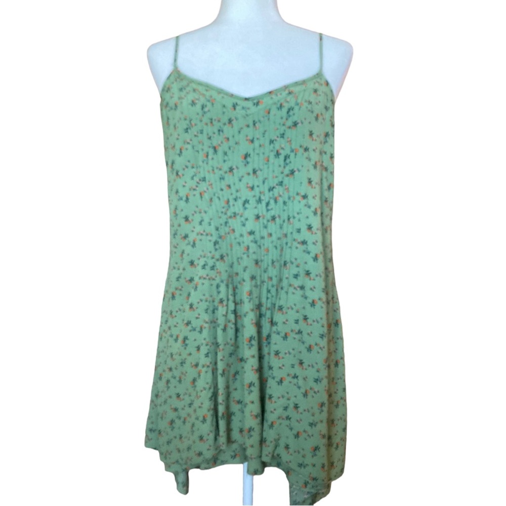 Sanctuary Women's Spring Ahead green floral spaghetti strap mini dress top, Sz M - Picture 3 of 17